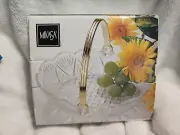 MIKASA NWT GEORGETOWN 8" LEAD Clear CRYSTAL BASKET WITH Gold Colored HANDLE
