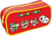 Nintendo Super Mario Pencil Case (Core Character Circles Design) Zip Up Rectangle Pencil Case - Official Merchandise,Red,21cm x 10cm x 10cm