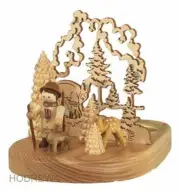 Tealight Holder Forester 10cm New Tea Light Stand Ore Mountains Wood Candle