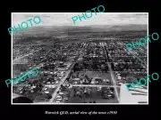 OLD POSTCARD SIZE PHOTO OF WARWICK QLD AERIAL VIEW OF THE TOWN c1950