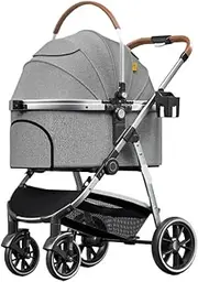 Pet Stroller Dog Stroller Cat Stroller Travel Foldable Pet Stroller for Small Medium Dogs Cats, Dog Stroller with Detachable Carrier Aluminum Alloy Frame Dog Pram Dog Cat