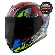 Axor Motorcycle Road Street Full Face Bobby Black Red Gloss Large Helmet (59-60)