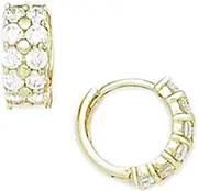 [JewelryWeb] 14k Yellow Gold Round CZ Simulated Diamond Small Hinged Earrings 11x11mm Stud Earring for Women