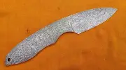 Damascus steel fine raindrop pattern hunting fishing Skinner blank blade #4