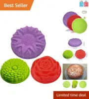 Elegant 3 Pack Silicone Flower Baking Molds for Cake, Tart & Pie Creation