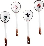 COLLBATH 4Pcs Ceramic Rice Spoons Premium Food Serving Spoons for Kitchen Gadgets for Soup and Porridge Lightweight and Convenient Design