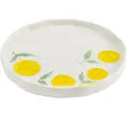 Table Stoneware Fresh Squeezed Lemon Print 7” Deserts Cheese Serving Plate White