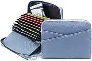 [MultiValue] Credit Card Wallet, Leather Credit Card Holder Macaron Colour Accordion Wallet Large Capacity Wallet for Business Cards with Zip for Daily Travel