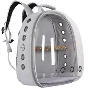 GGP Grey Stylish Transparent Pvc Pet Carrier Backpack Large Capacity, Multi Use For Birds & Cats(Including Wooden Stick)