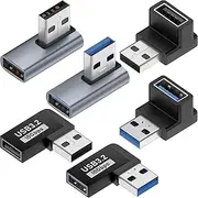 Warmstor 6 Pack 10Gbps USB 3.1 Male to Female Adapter Up Down Left Right 90 Degree Right Angle USB Cable Extension Connector 6 Types Support 3A Charging Speed