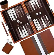 YZNlife Backgammon Set 2 players Classic Backgammon Sets for Board Game with Premium Leather Case for Travel Backgammon Set (18,Inch)