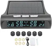 Solar Tire Pressure Monitoring System, LCD Display Solar Power TPMS with 6 External Sensor, Real Time Monitor Pressure, IP68 Waterproof, for RV Trailer Van SUV Pickup Bus