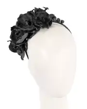 Black Max Alexander orchid flower racing fascinator headband Made in Australia