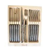 12pc Laguiole Silhouette Stainless Steel Steak Knife & Fork Cutlery Set Silver