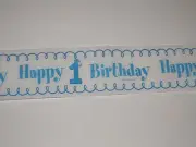 Happy 1st Birthday Crepe Streamer Party Decor Boy Printed Streamer 2.5" x 10yd