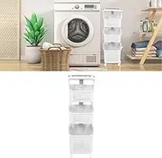 ElgnAura Laundry Sorter with Wheels, Rolling Laundry Hamper, Stackable Clothes Storage Basket, Storage Cart for Home, Kitchen, Bathroom (3 Tier)