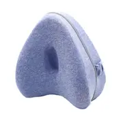 Leg Knee Pillow Memory Foam Knee Support Cushion with Washable Cover for Side Sleeper-Blue