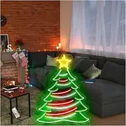 Hanging Art Neon Signs LED Christmas Neon Christmas Tree Wall Decoration Holiday Living Room Bedroom Decoration 12V Ambient Lights (Size : C)