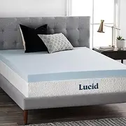 LUCID LU40KK30GT 4 Inch Gel Memory Foam Mattress Topper - Ventilated Design - Ultra Plush - King,