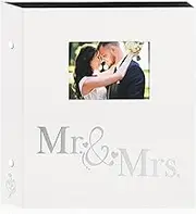 Lanpn Wedding Photo Album 4x6 600 Pocket Photos Slip in, Linen Cover Large Capacity Newlywed Marriage Window Album Hold 600 Horizontal Vertical Photos (Mr & Mrs, White)
