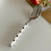 Polka Dot Stainless Steel Knife / Fork / Spoon Main Spoon - Polka Dot - Black & White & Silver - One Size