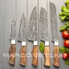 Custom Handmade Chef Knife Set Forged Damascus Steel Stack Kitchen Knives Set 10