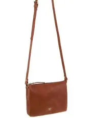 [PIERRE CARDIN] Leather Sleek Crossbody Bag in Brown