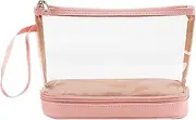[Generic] Travel Toiletry Bag, Zipper Clear Cosmetic Bag - Clear Makeup Bag with Zipper Clear Double Layer Pouch - Toiletry Bag Cosmetic Case Cosmetic Bag Waterproof Cosmetic Storage Organizer for Women Girls,