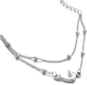 GLEAVI Anklet Double Layer Ankle Chain Anklets for Women Chain Foot Football Dolphin Ankle Bracelet Spider Shoe Clip Anklet for Women Woman Ankle Anklet Bracelets for Women Silver