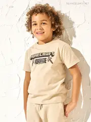 Angel & Rocket Cream 100% Cotton Minecraft Back Print T-Shirt (B43849) | $39 - $48