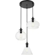 Living District LD2247BK Destry 3 Light 19 inch Black Pendant Ceiling Light