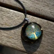 Handmade Orgone Tourmaline Crystal Quartz Tree Of Life Chakra Healing Necklace