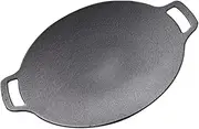 Sosoport Portable Non Stick BBQ Grill Pan Versatile Cast Iron Barbecue Tray for Home Camping for Grilling Fish Steak Vegetables Compact Easy to Store