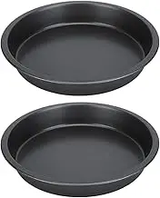 2Pcs Carbon Steel Round Pizza Pan,Deep Dish Stacking Pizza Pans,Non Stick Thickened Baking Pan,Pizza Tray Baking Pan Set for Kitchen Bakery (6 Inch)