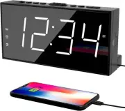 Alarm Clock for Bedroom, 2 Alarms Loud LED Big With Basic Digits, White