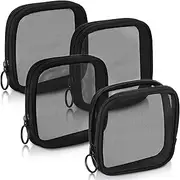 [Weewooday] 4 Pcs Mesh Makeup Bag Mesh Cosmetic Bag Travel Toiletry Pouch with Zipper Mini Makeup Cosmetic Purse for Daily Accessory(Small,Black)