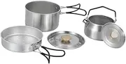 koolsoo Camping Mess Kit Camping Cookware Multifunctional Equipment Portable Kettle Nonstick Frying Pan for Cooking Camping BBQ Home