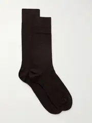 [CDLP] CDLP - Set Of Six Intarsia Cotton-blend Socks - Brown - small small Brown