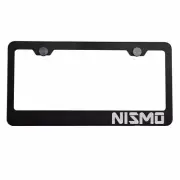 Matte Black License Plate Frame Silver NISMO Laser Etched Metal Screw Cap