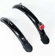 KANGYEBAIHUODIAN Folding Bike Mud Guard 16 Inch Fender Front Rear Cycling Mudguard MTB Bicycle Wings with Light Fit for 412 Dahon V Brake Disc Brake (Color : D Brake Black)