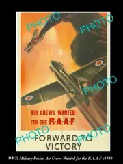 OLD POSTCARD SIZE PHOTO OF WWII AUSTRALIAN MILITARY RAAF RECRUITING POSTER 1940