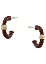 V BY Laura Vann Erin Enamelled Hoop Earrings - Brown - One Size One Size