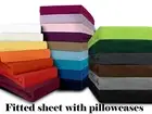 Single Double Queen King Bed Fitted Sheet Pillowcases Set Bed Sheet