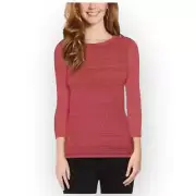 Buffalo David Bitton Ladies’ 3/4 Sleeve Sweater Top Pullover, Sorbet Red 304S