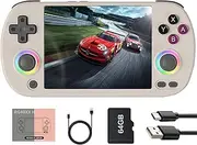 RG40XX H Handheld Game Console, Built-in 64G & 5000+ Games，with RGB Colorful Joystick Lighting, 4.0-inch IPS Screen Linux System Arcade Support Bluetooth 5g WiFi Combat (Gray, 64G)