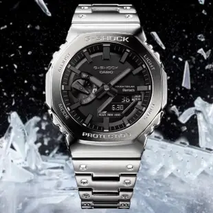 【CASIO 卡西歐】G-SHOCK 太陽能智慧藍芽奢華全金屬八角形雙顯錶-銀(GM-B2100D-1A 金屬 農家橡樹)