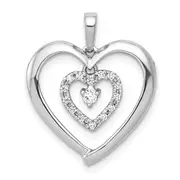 14k White Gold 1/10ct. Real Diamond Heart Dangle Pendant