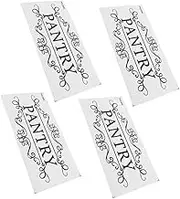 Alipis Elegant Pantry Door Stickers 4pcs Removable PVC Wall Decals for Home Commercial Decor Black