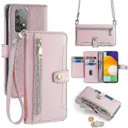 For Samsung Galaxy A52 4G/ A52s 5G/ A52 5G Case Wallet Leather Phone Cover with Hardware Buckle P20250110323 Pink