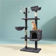 140cm i.Pet Cat Tree Tower Scratching Post Scratcher Trees Toys Condo Bed Grey